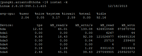 以KB为单位的iostat