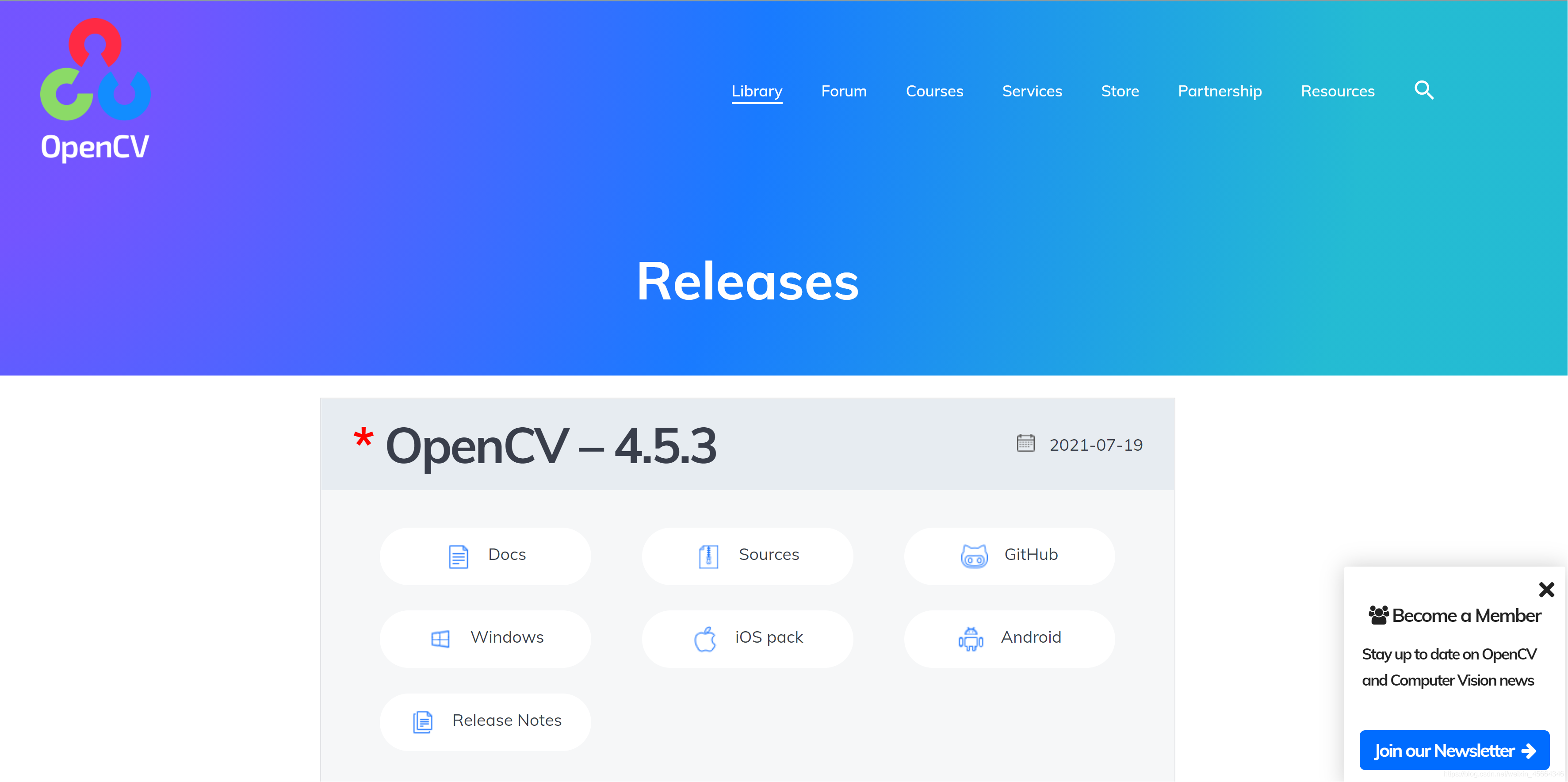 OpenCV下载界面