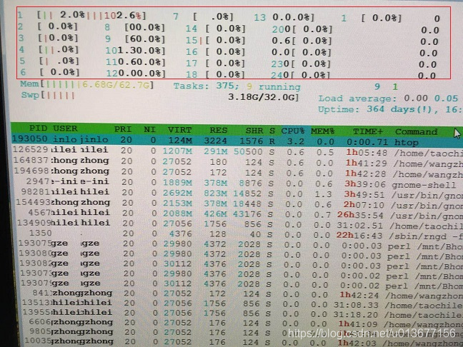 htop界面显示异常