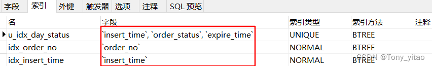 s1表中的索引