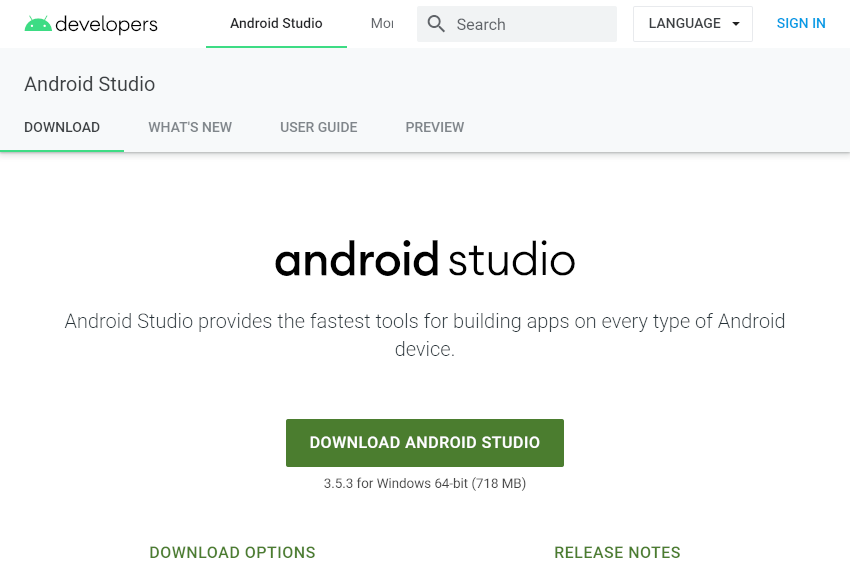 从Android开发者网站获取Android Studio