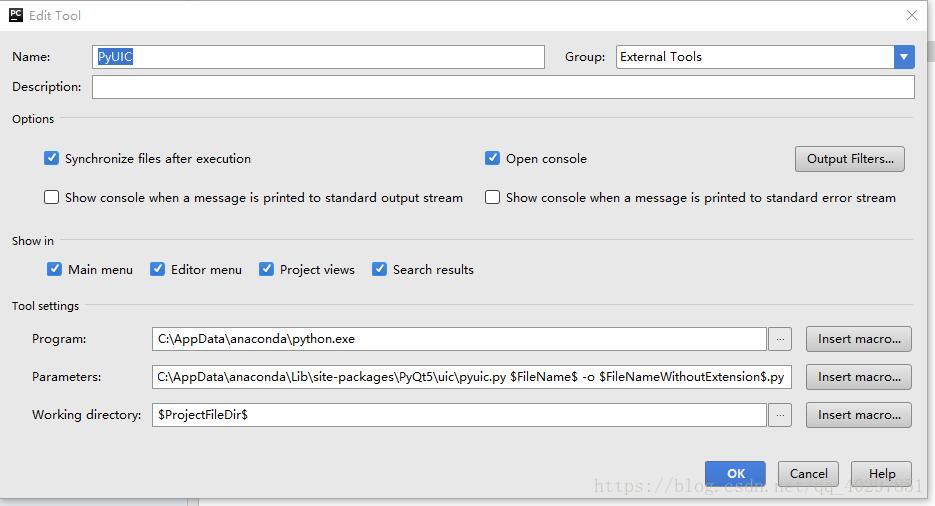 Pycharm中Qt designer的配置，.ui文件转.py文件，运行.py_$projectfiledir$-CSDN博客