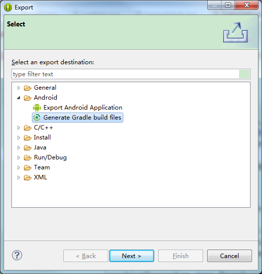 选择Android->Generate Gradle build files