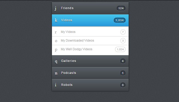 css3 accordion menu dark interface ui