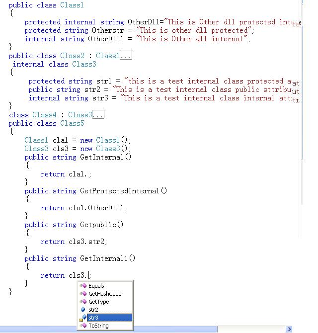 C#中的internal关键字学习