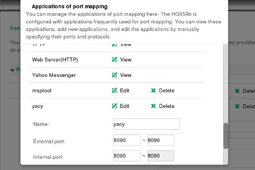 将YaCy添加到ISP路由器 Adding YaCy to an ISP router