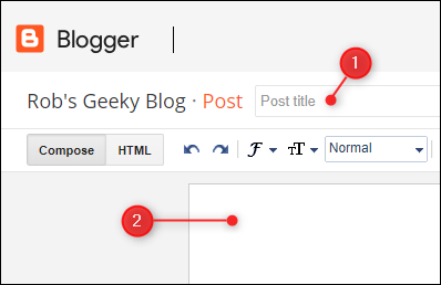 The new post page, with the Title and Body fields highlighted.