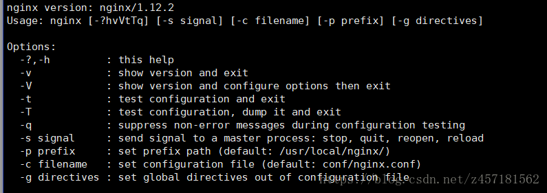 nginx -h