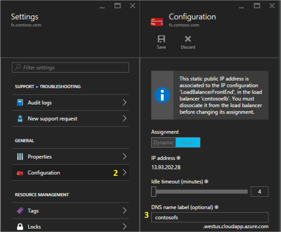 Configure internet facing load balancer (DNS)
