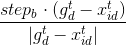 \frac{step_{b}\cdot (g_{d}^{t}-x_{id}^{t})}{\left |g_{d}^{t}-x_{id}^{t} \right | }