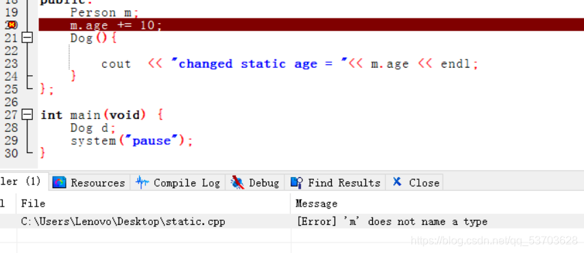 C++：[Error] ‘m‘ does not name a type_error: 'num' does not name a type ...