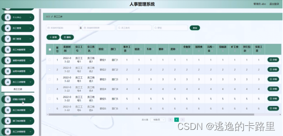 图5-7员工工资管理界面图