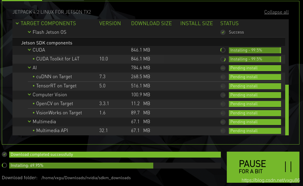 这是Jetson tx2上安装的