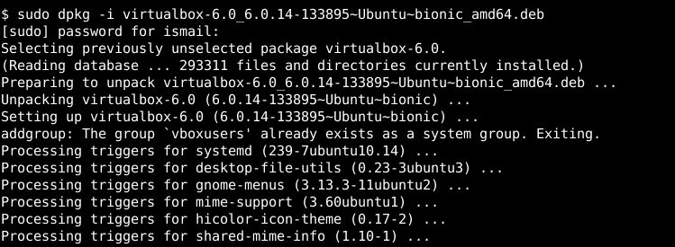 Install VirtualBox Package with dpkg