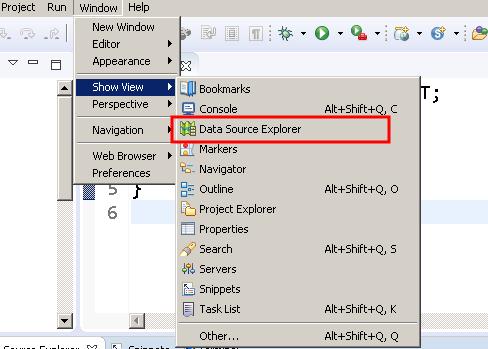 找 Data Source Explorer 图