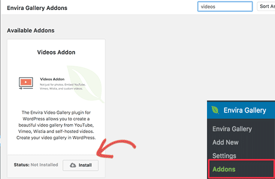 Install videos addon