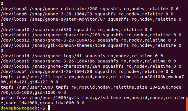 output from cat /proc/mounts in a terminal window