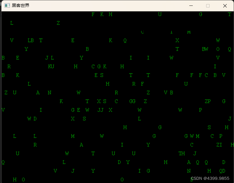 C++图形库实现黑客乱码:随机字母与时间驱动的动态演示-CSDN博客