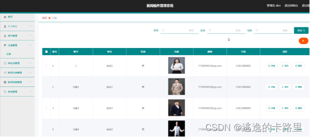 图5.2 记者信息管理界面