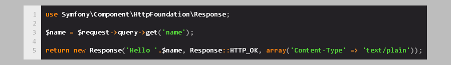 Example of Symfony framwork code