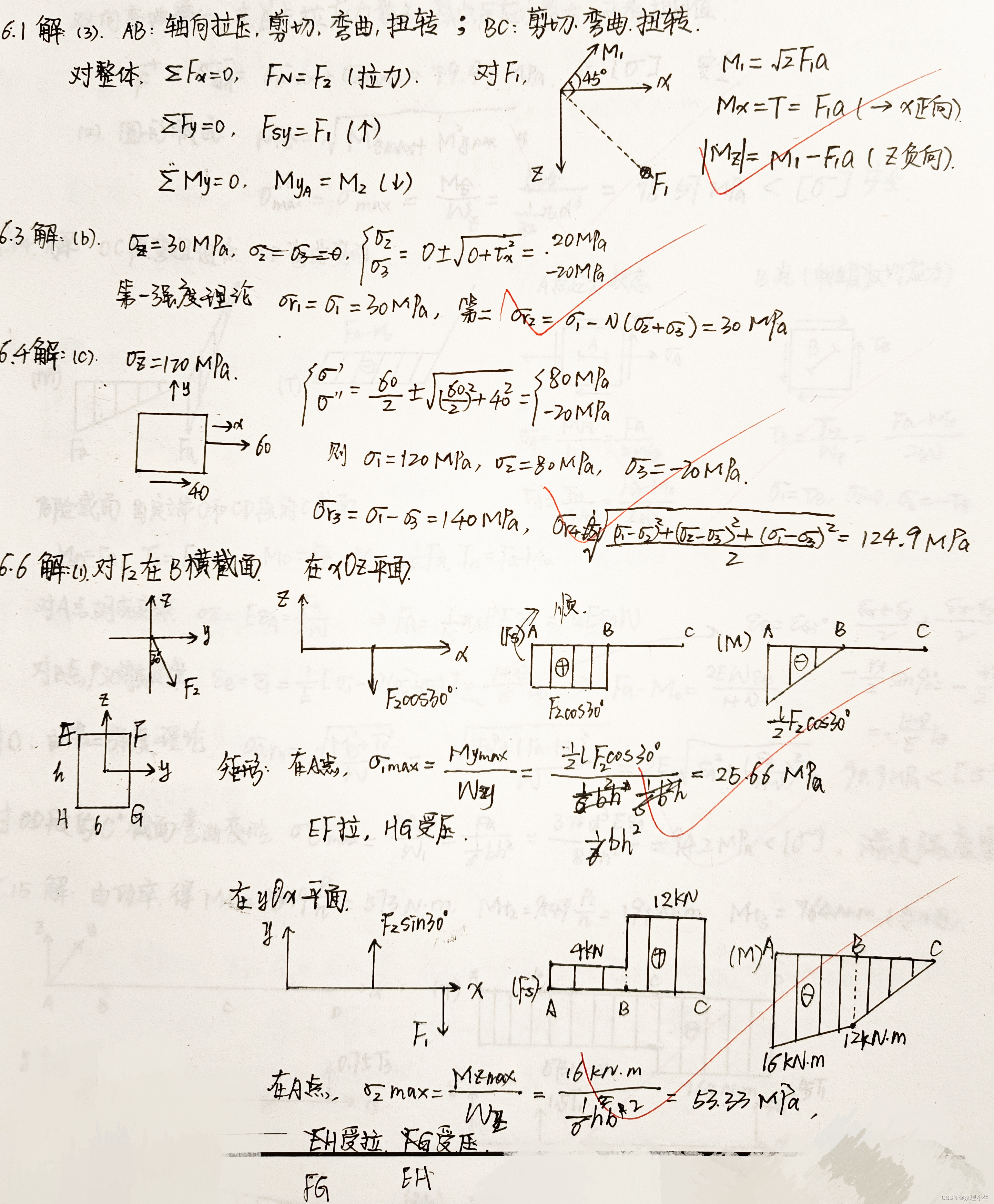 BIT材料力学——第六章 学习笔记与习题参考-CSDN博客