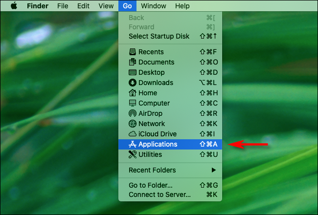 Click "Go" in Finder and Select "Applications."