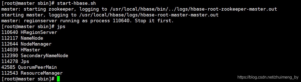 运行hbase