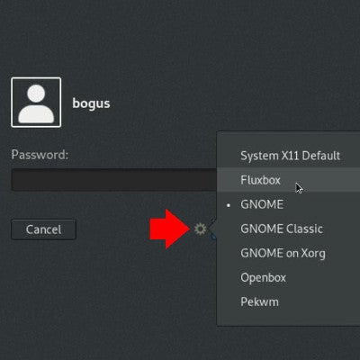 在GDM中选择桌面 Selecting your desktop in GDM