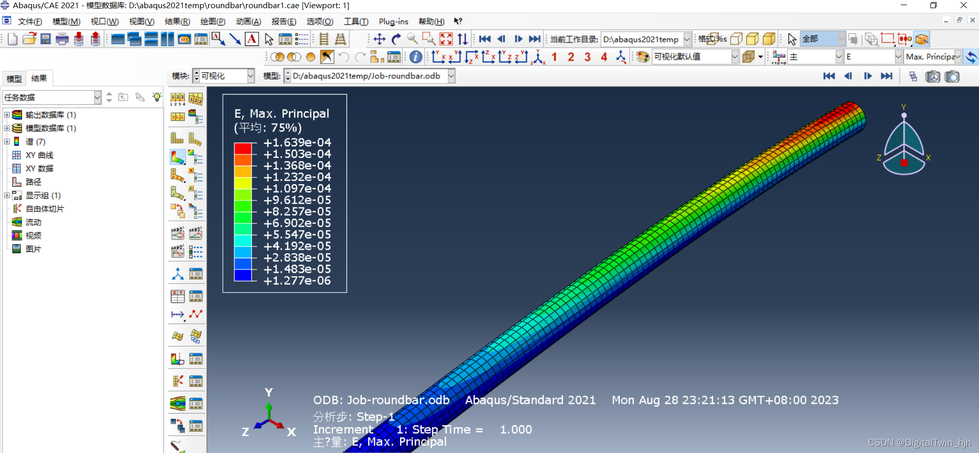悬臂梁自由端受压分析结果
