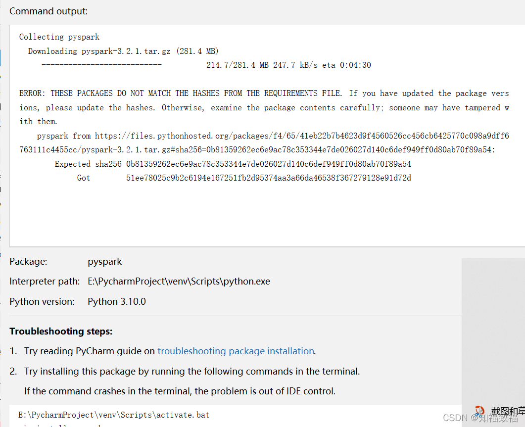 pyspark: python was not found missing python... pycharm问题:安装pyspark失败(一)_pyspark下载失败-CSDN博客