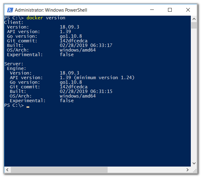 Verify the docker version