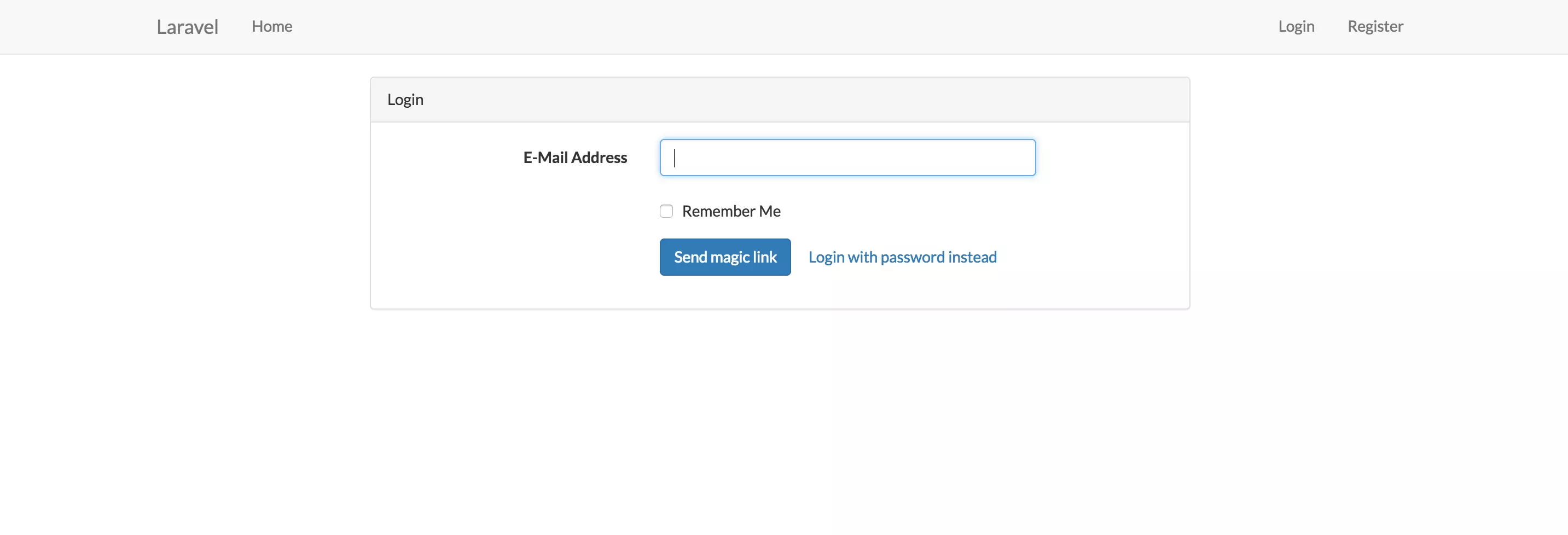 Example of view with login form
