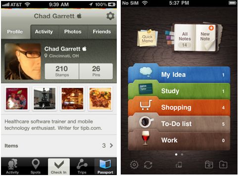图3 Gowalla和Awesome Note,是移动客户的经典设计案例