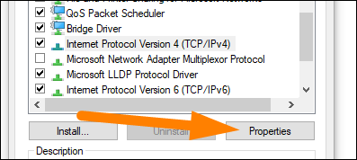 Select "Internet Protocol Version 4."