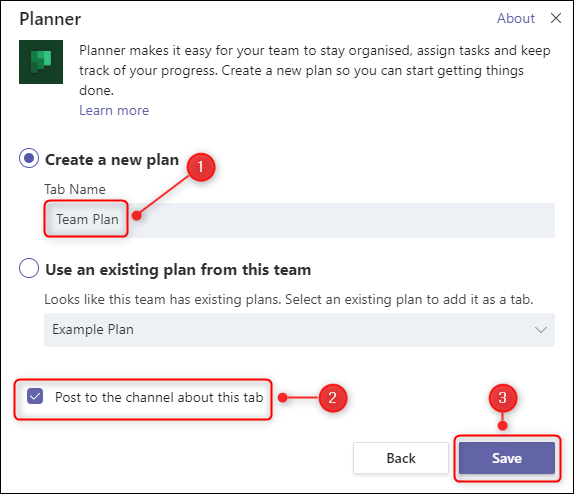 The window that lets you create a new plan.