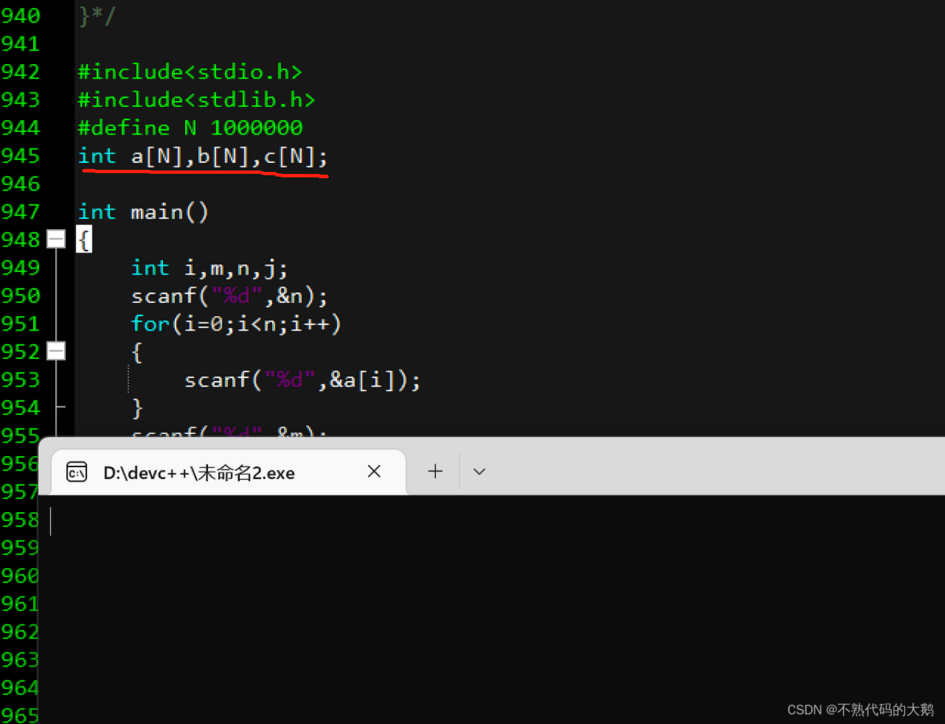 C/C++数组定义到main函数里面为什么运行不了_c++ 数组可以定义在函数内部吗-CSDN博客