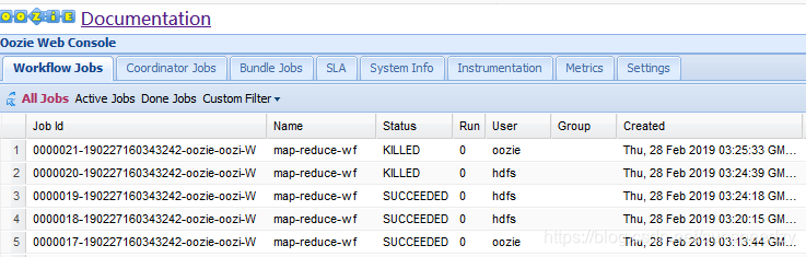 oozie提交作业后，oozie UI的内容