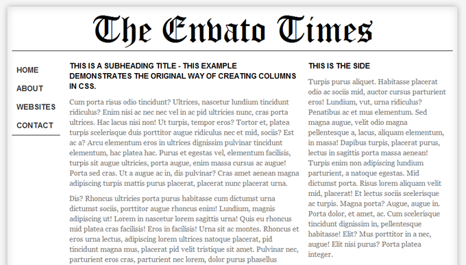 使用CSS创建多列的原始方法