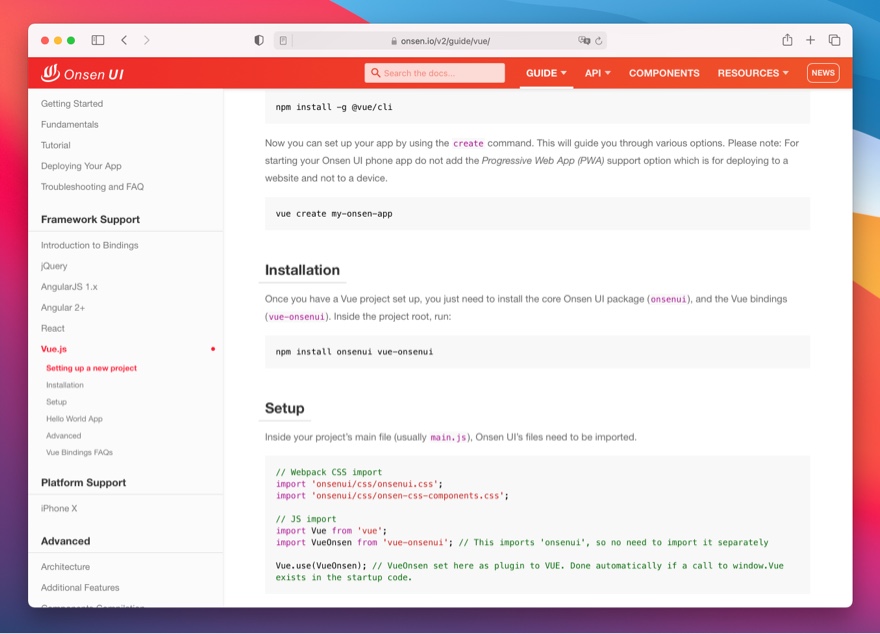 onsen ui for vue