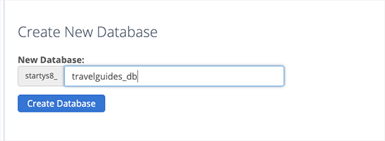 Create a new database Create a new database