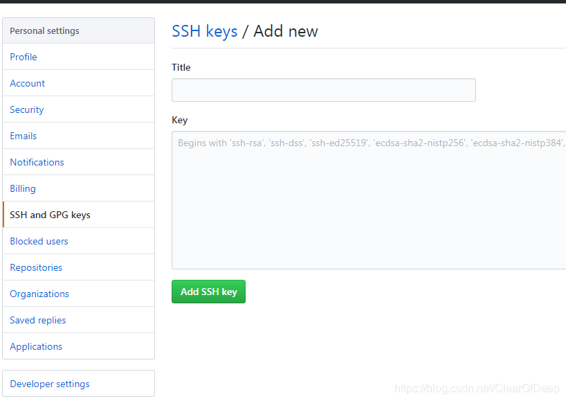添加公钥到[Key] 中