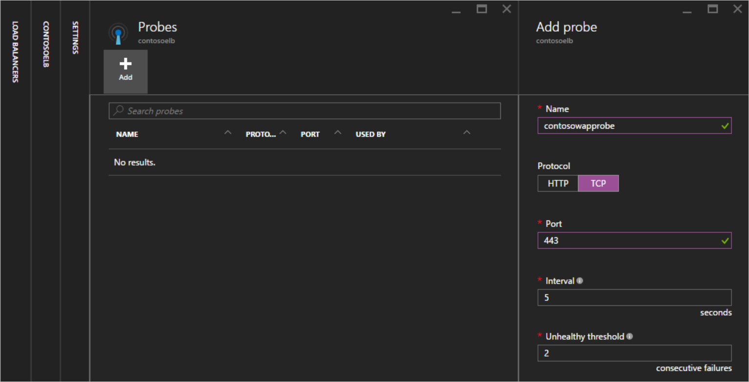 Configure probe of Internet Facing Load Balancer
