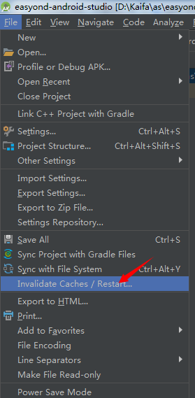 点击File->Invalidate Caches / Restart…