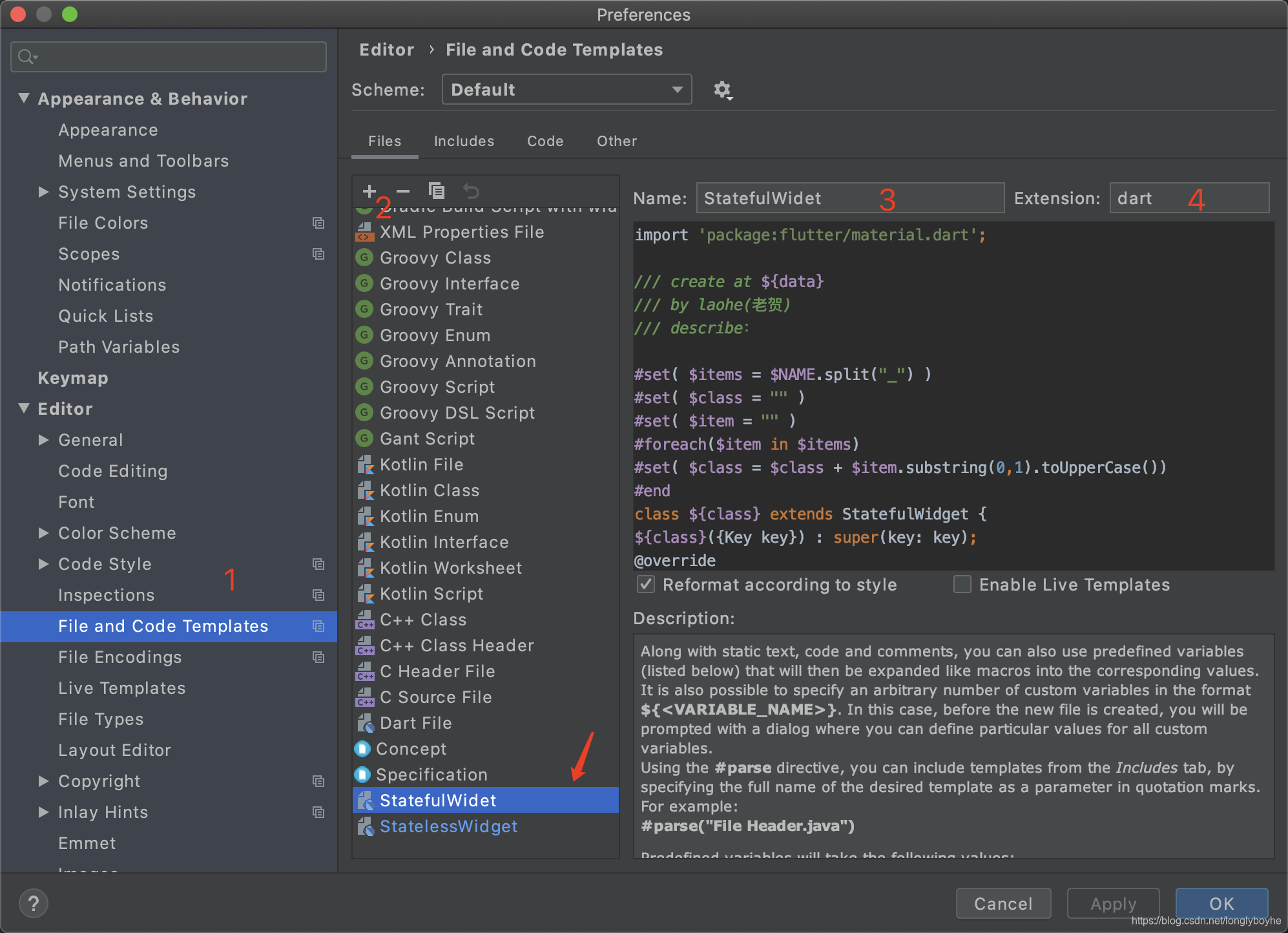Flutter设置常用的代码模版_dart代码code templates-CSDN博客