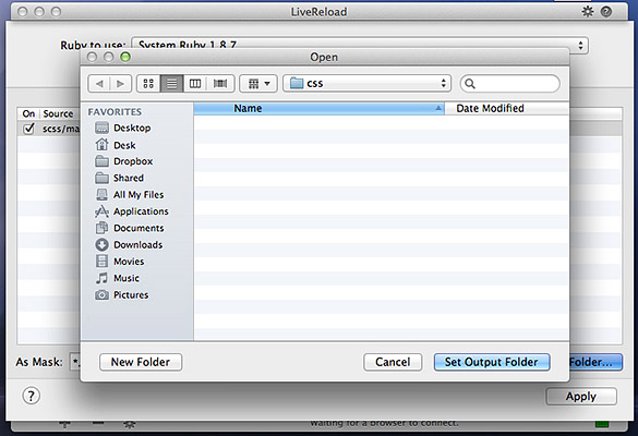 选择输出文件夹以编译Sass