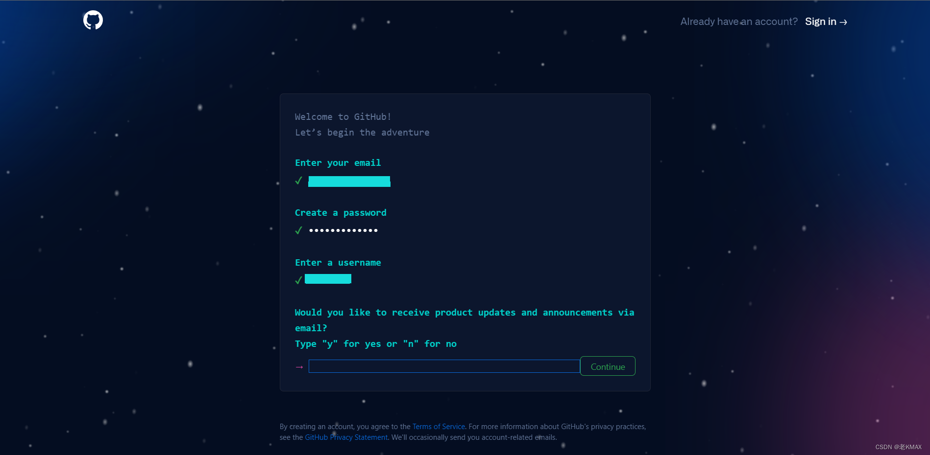 GitHub注册页面