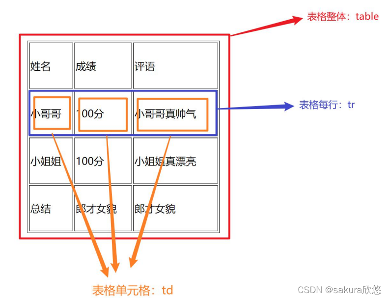 表格的基本标签