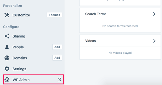 Getting to admin area in WordPress.com