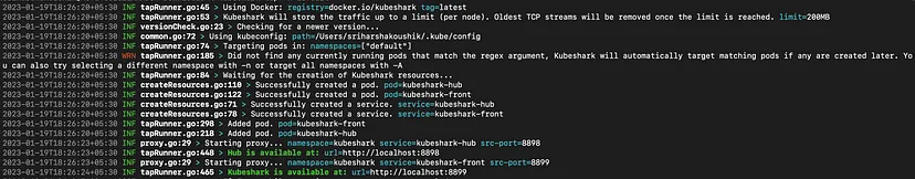 启动kubesshark,仪表盘暴露在8899端口上