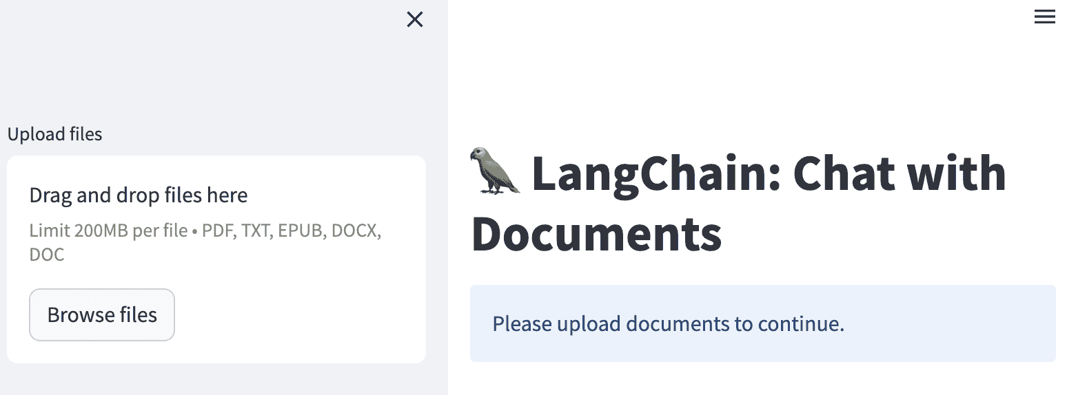 图 5.7：带有不同格式文档加载器的聊天机器人界面。